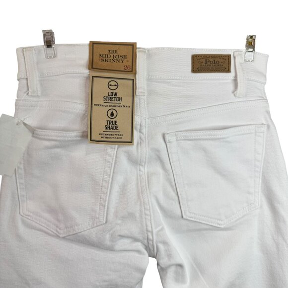 Polo Ralph Lauren White Mid Rise Skinny Jeans Size 26 | NWT | Low Stretch - Picture 2 of 5
